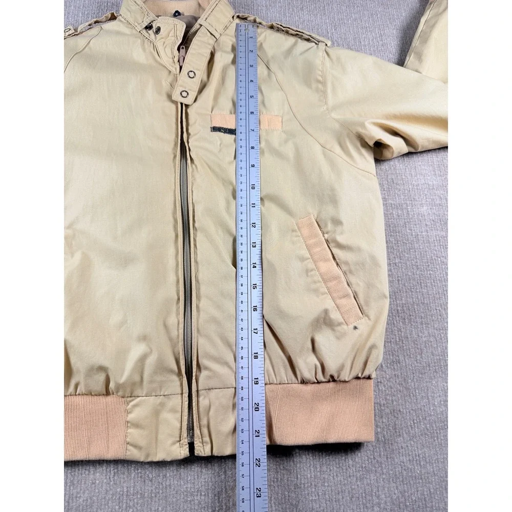 Vintage Members Only Racer Jacket Tan Beige Mens Bomber Zip Up Epaulettes‎ L